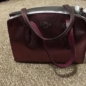 Coach Metallic Burgundy Leather Women's Bag